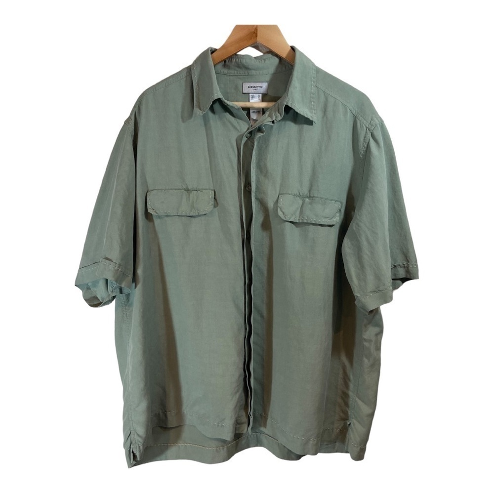 Claiborne Luxe Silk/Linen Button Down